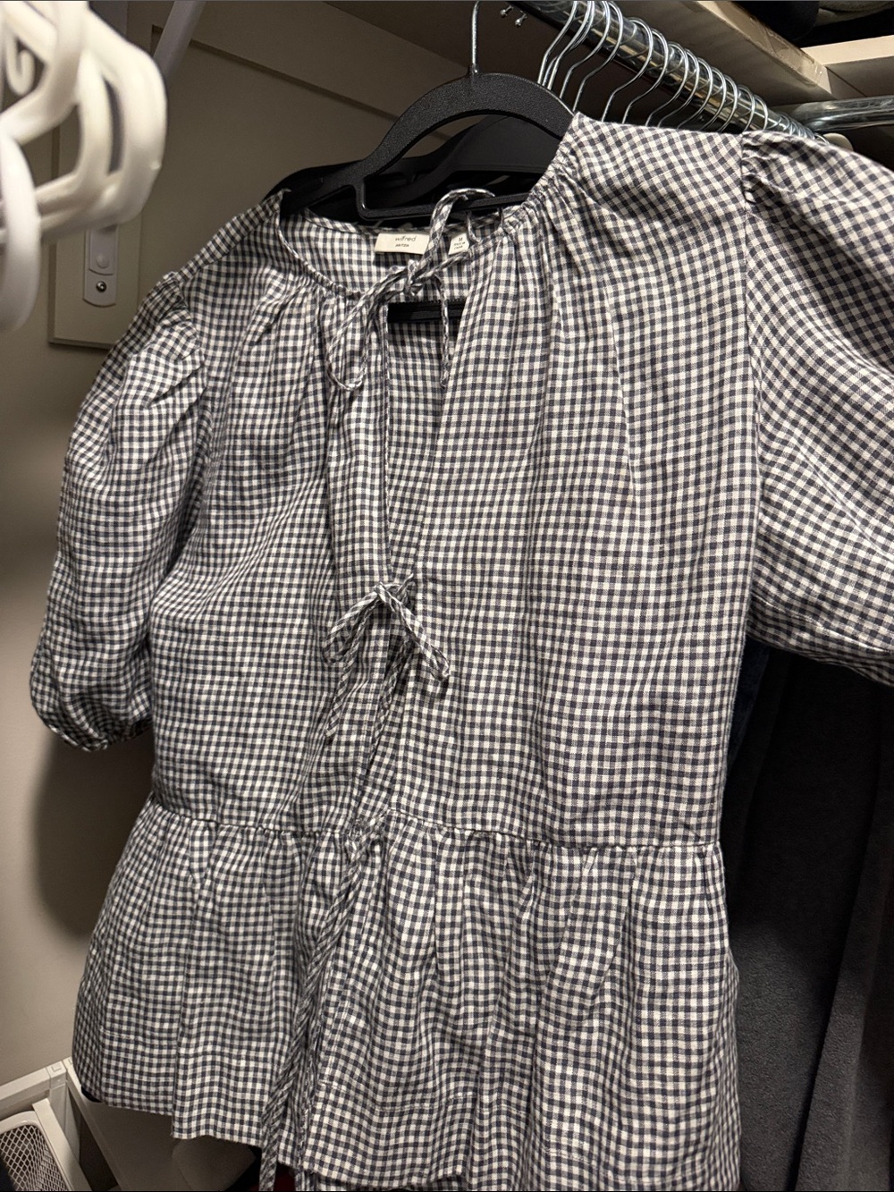 Wilfred Black and White Gingham Peplum Blouse